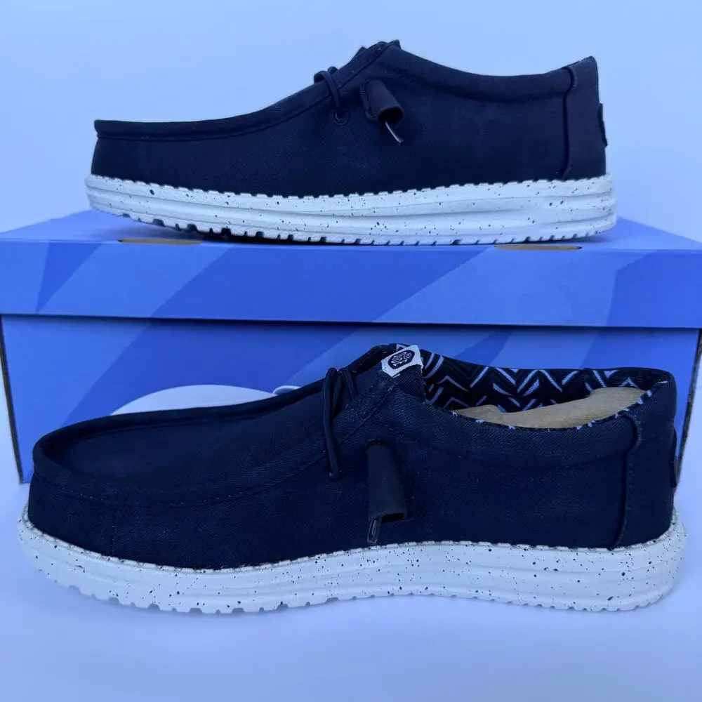 Hey Dude Wally Stretch Canvas Navy Mens 7 Slip-On NIB/NWT